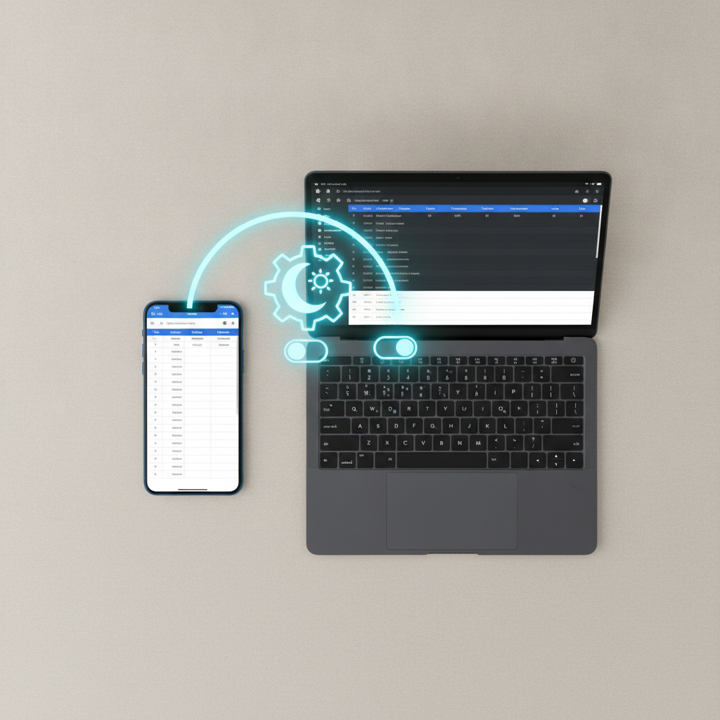 A top-down view of a smartphone displaying settings, with a nearby device to suggest connectivity or setup for IT management.